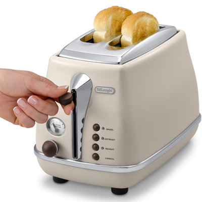德龙（Delonghi）面包机 家用不锈钢复古多士炉吐司机 早餐烤面包机 CTO2003奶白