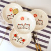 萌可招&财猫陶瓷日式餐具创意可爱圆盘7英寸菜盘子4只套装家用