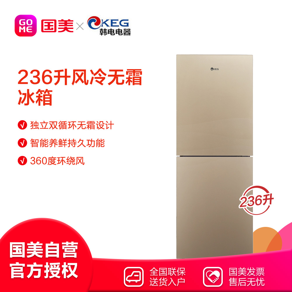 韩电(KEG) BCD-236WCP2印象金 236L 双门冰箱  持久冻力