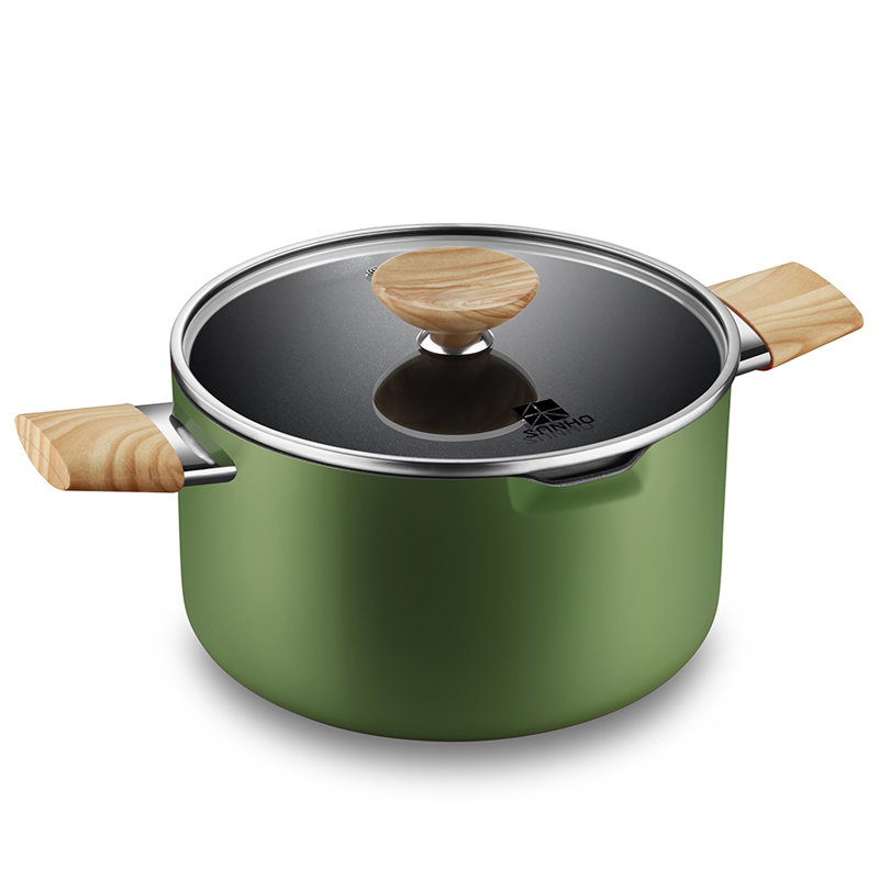 三禾锅具钛级天工健康不粘汤锅tlf22273玉淬绿