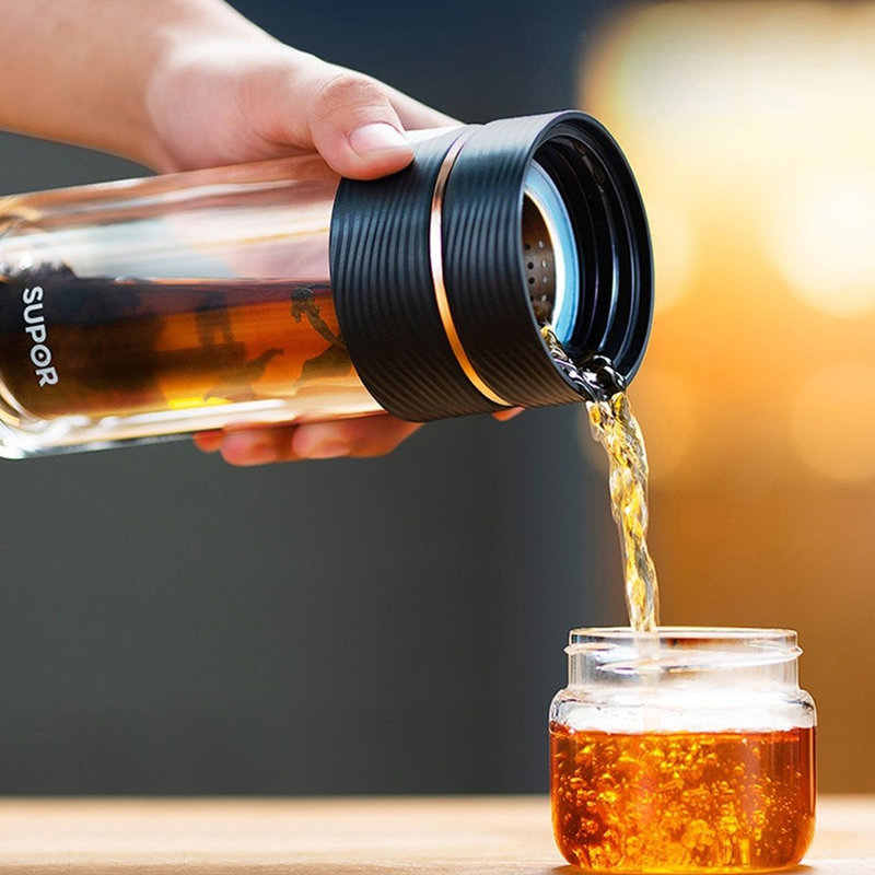 苏泊尔supor玻璃杯茶水分离泡茶杯便携水杯过滤带盖男士商务办公泡茶