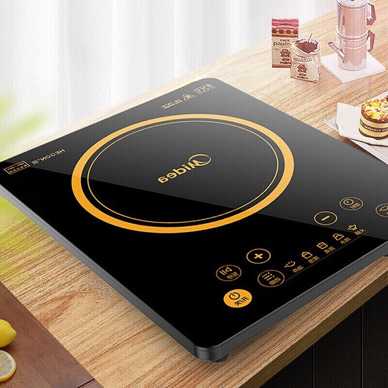 美的midea电磁炉智能触控黑晶面板c22ht2218hm赠汤锅炒锅