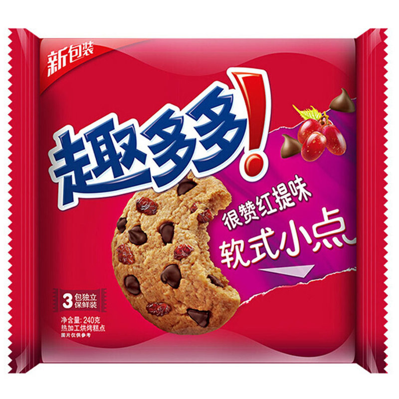 趣多多软式甜饼美国加州红提味240g