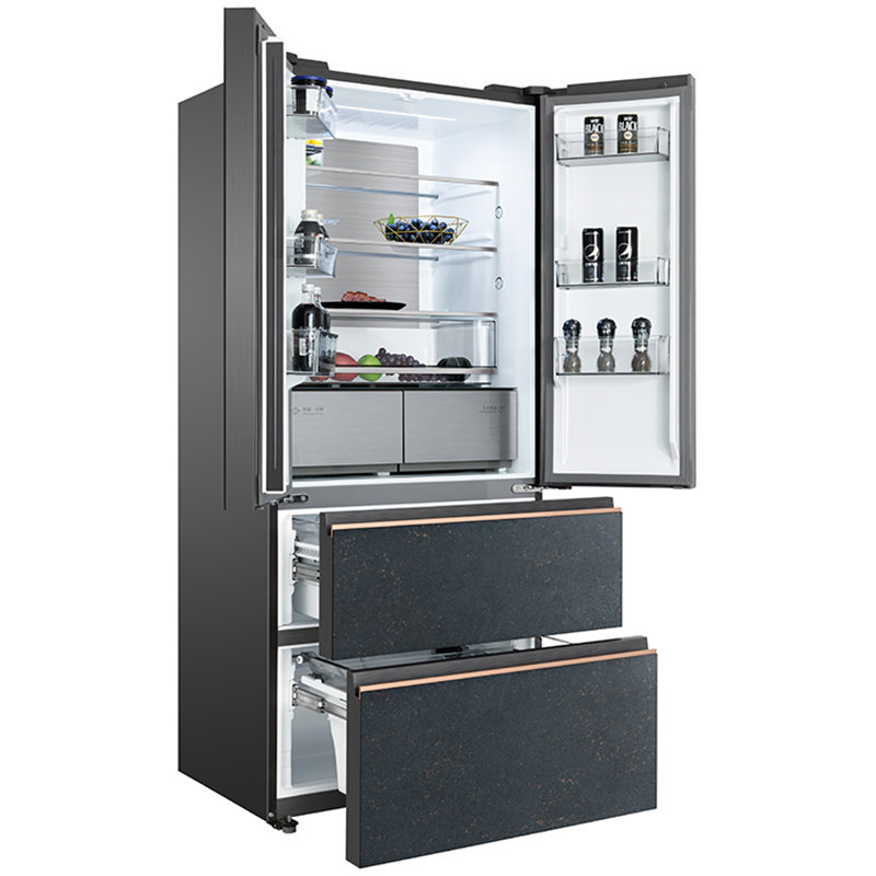 美的colmo冰箱crbf518la2熔幔岩釉蓝微晶一周鲜99高效杀菌ai智控雷达