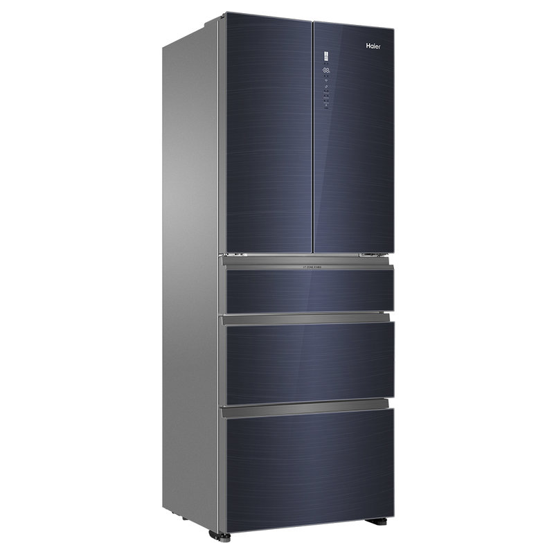 海尔haierbcd421wfcq421立升法式5门冰箱母婴阻氧干湿分储晶釉蓝