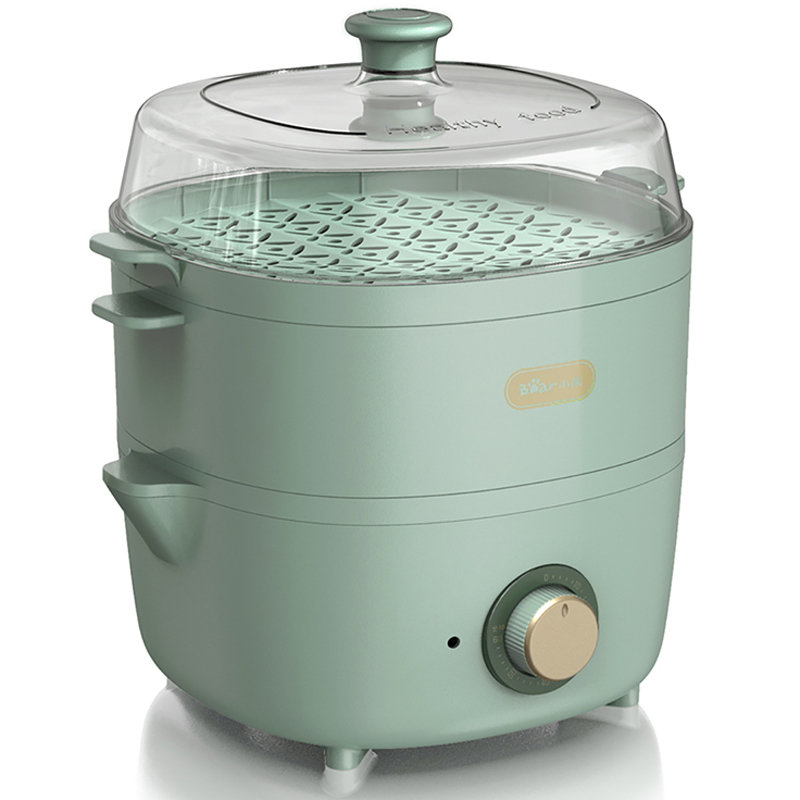 小熊电蒸锅dzgd40e1绿4l容量双层蒸笼旋钮定时