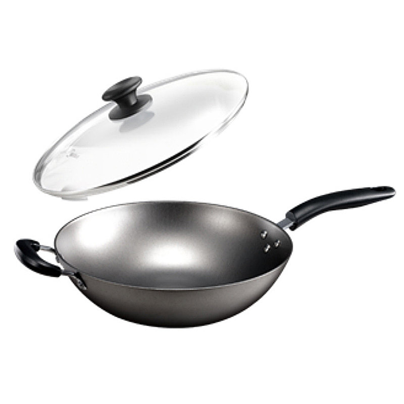 美的铸铁炒锅无涂层生铁老式铁锅32cm电磁炉燃气灶明火用锅具mpcz32b5