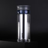希乐商务双层玻璃水杯密封隔热玻璃杯带分层304不锈钢过滤网 350ml（蓝色）