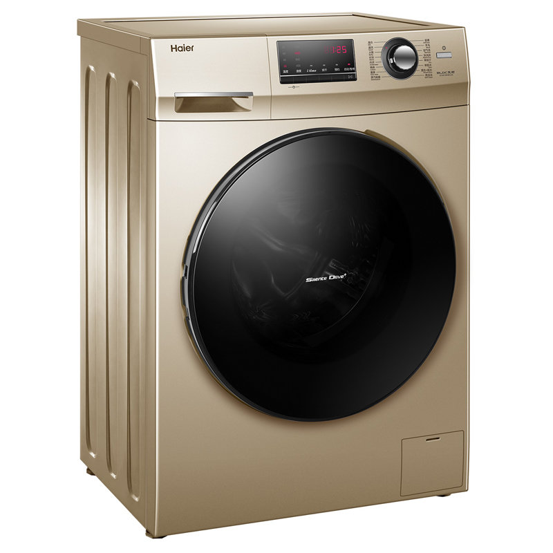 海尔haier10公斤滚筒洗衣机健康洗烘一体g100108hb12g香槟金